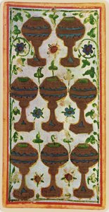 The Eight of Cups, facsimile of a tarot card from the 